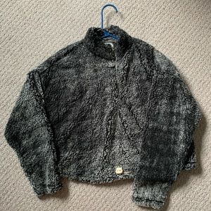 Cropped half zip teddy sweater